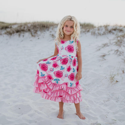 Pink Rose 3 Ruffle Dress