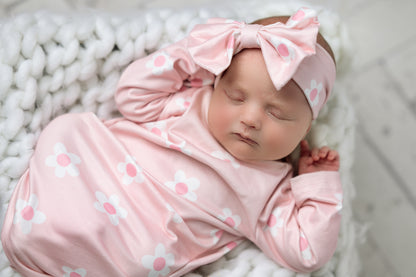 Pink Dainty Flower Baby Gown