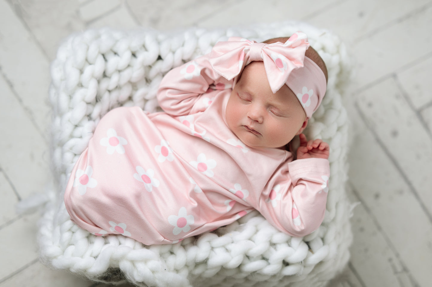 Pink Dainty Flower Baby Gown