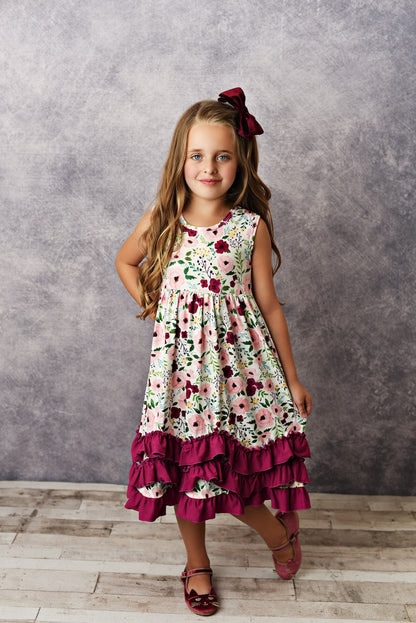 Plum 3 Ruffle Dress