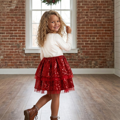 Reindeer Prancer Red Tiered Dress
