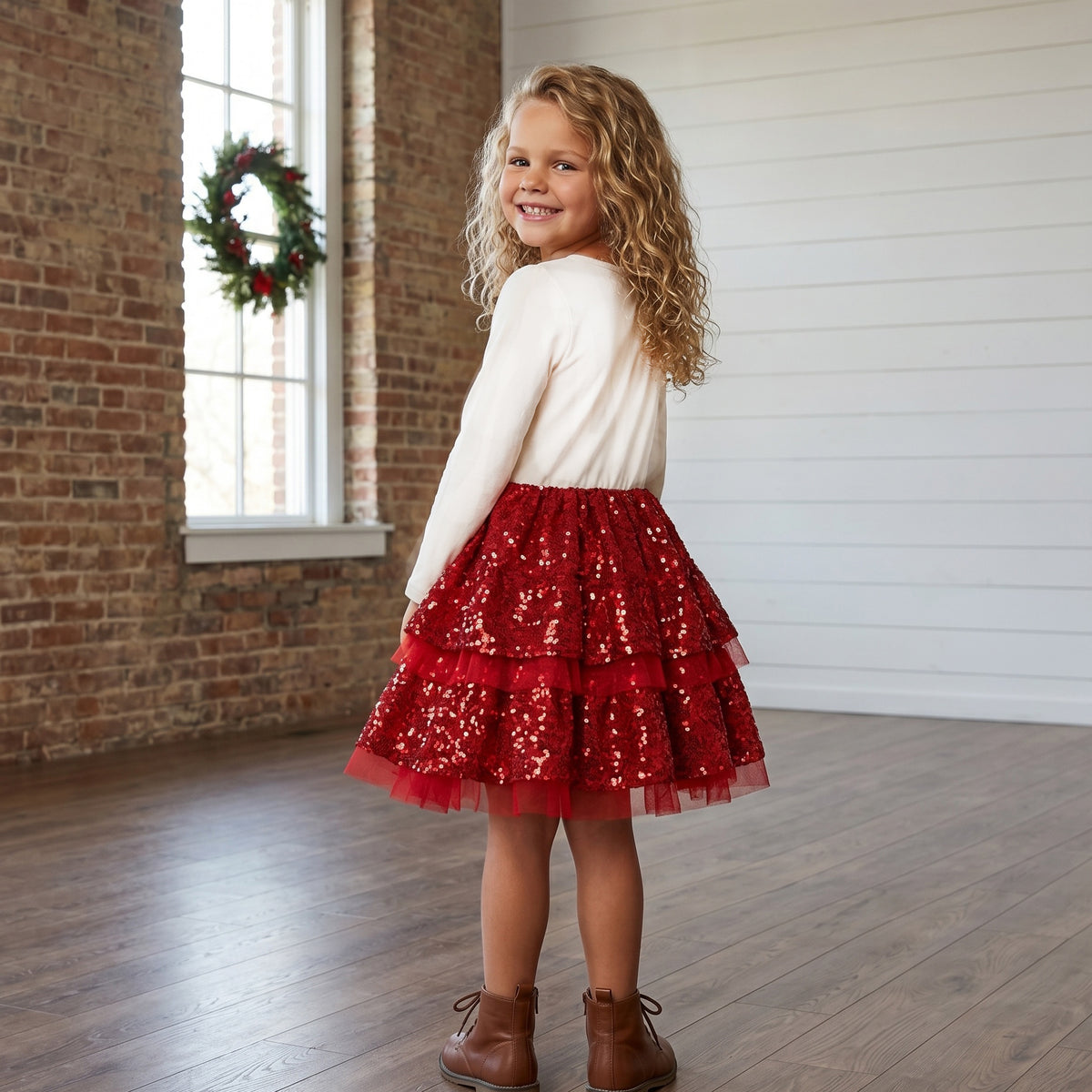 Reindeer Prancer Red Tiered Dress