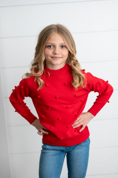 Red Pom Sweater