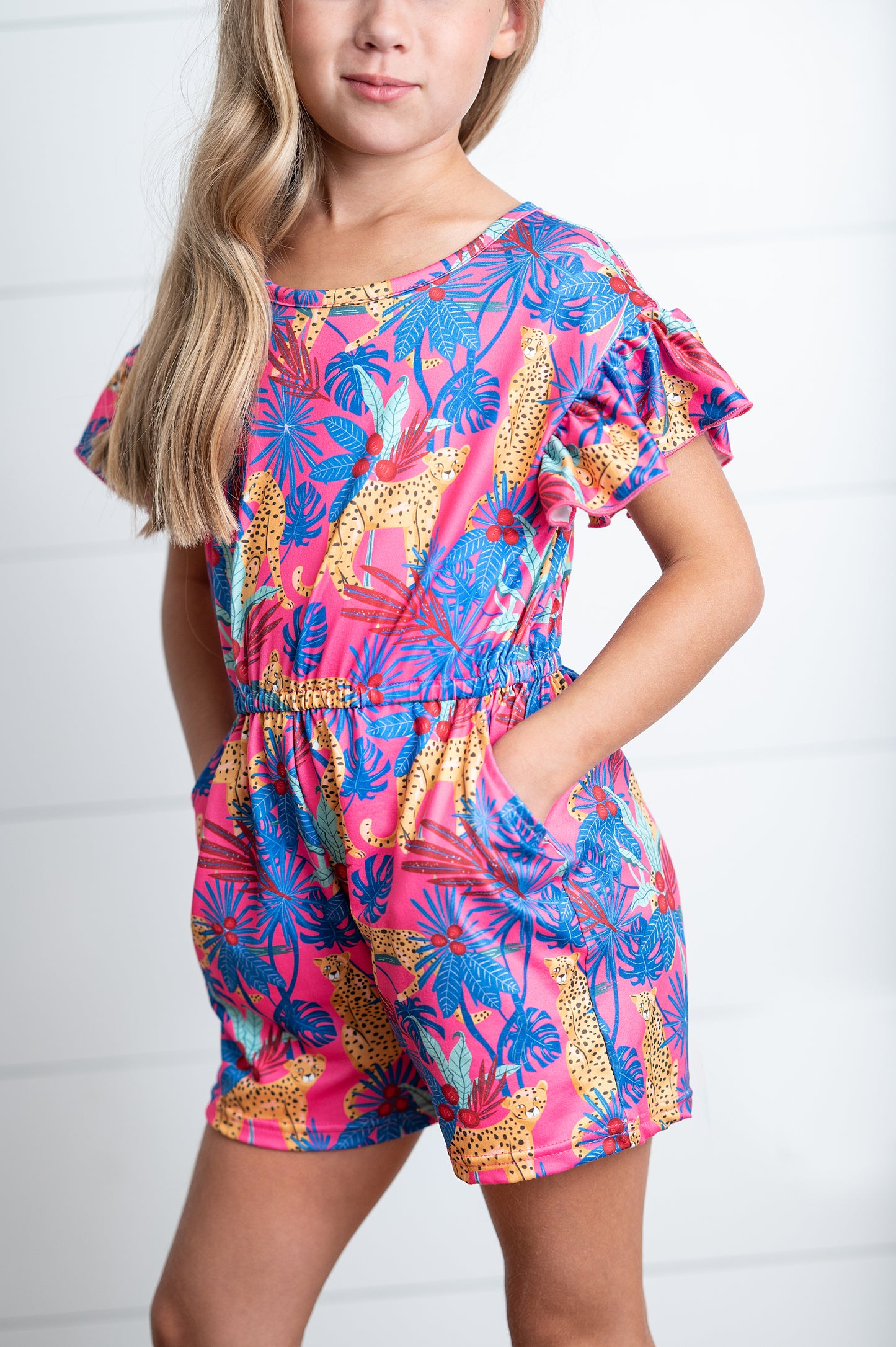 Cheetah Summer Romper Short Set