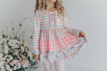 3 Tiered Sand Floral Pant Set