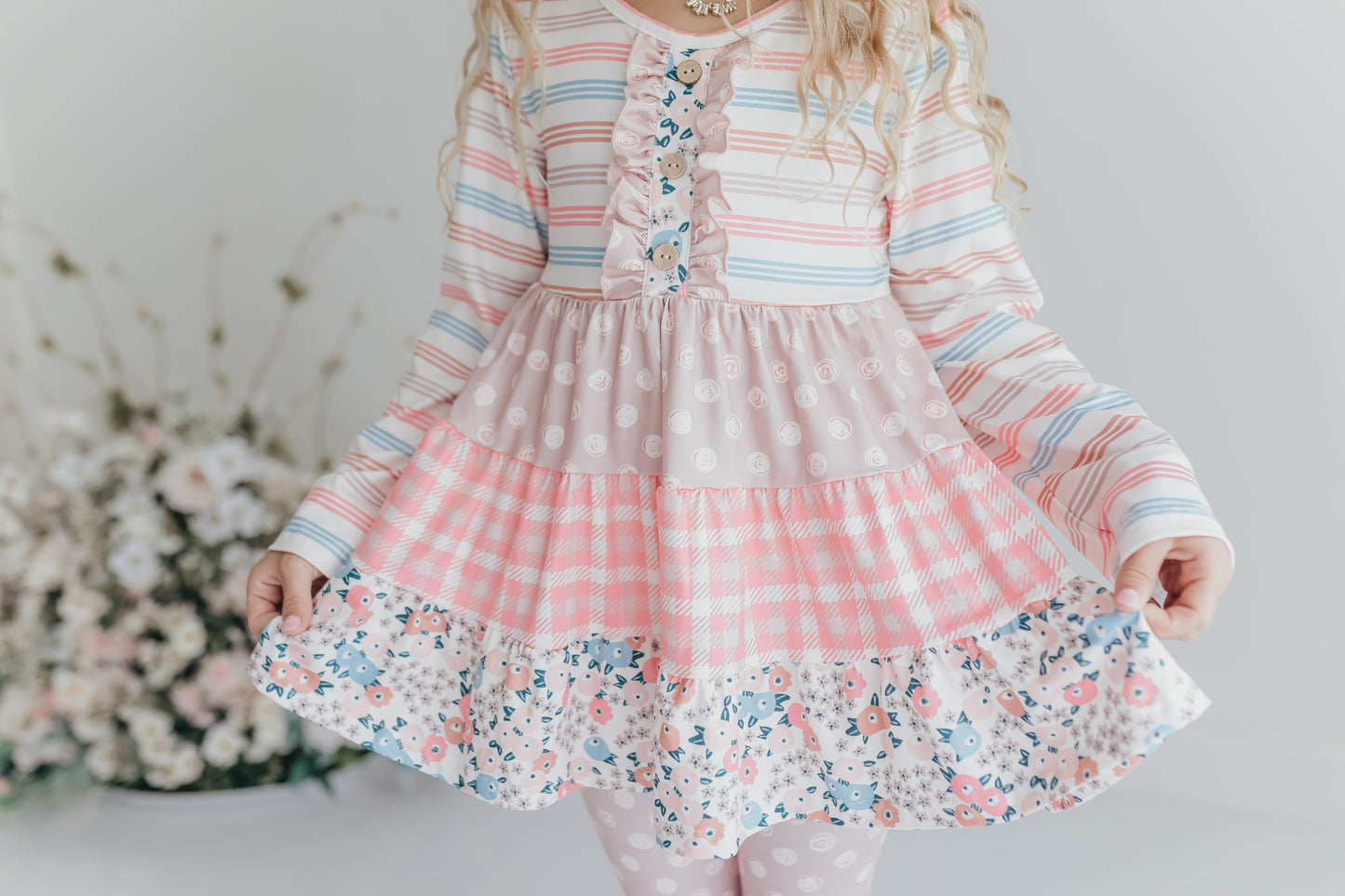 3 Tiered Sand Floral Pant Set