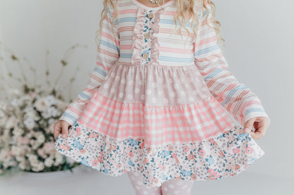 3 Tiered Sand Floral Pant Set