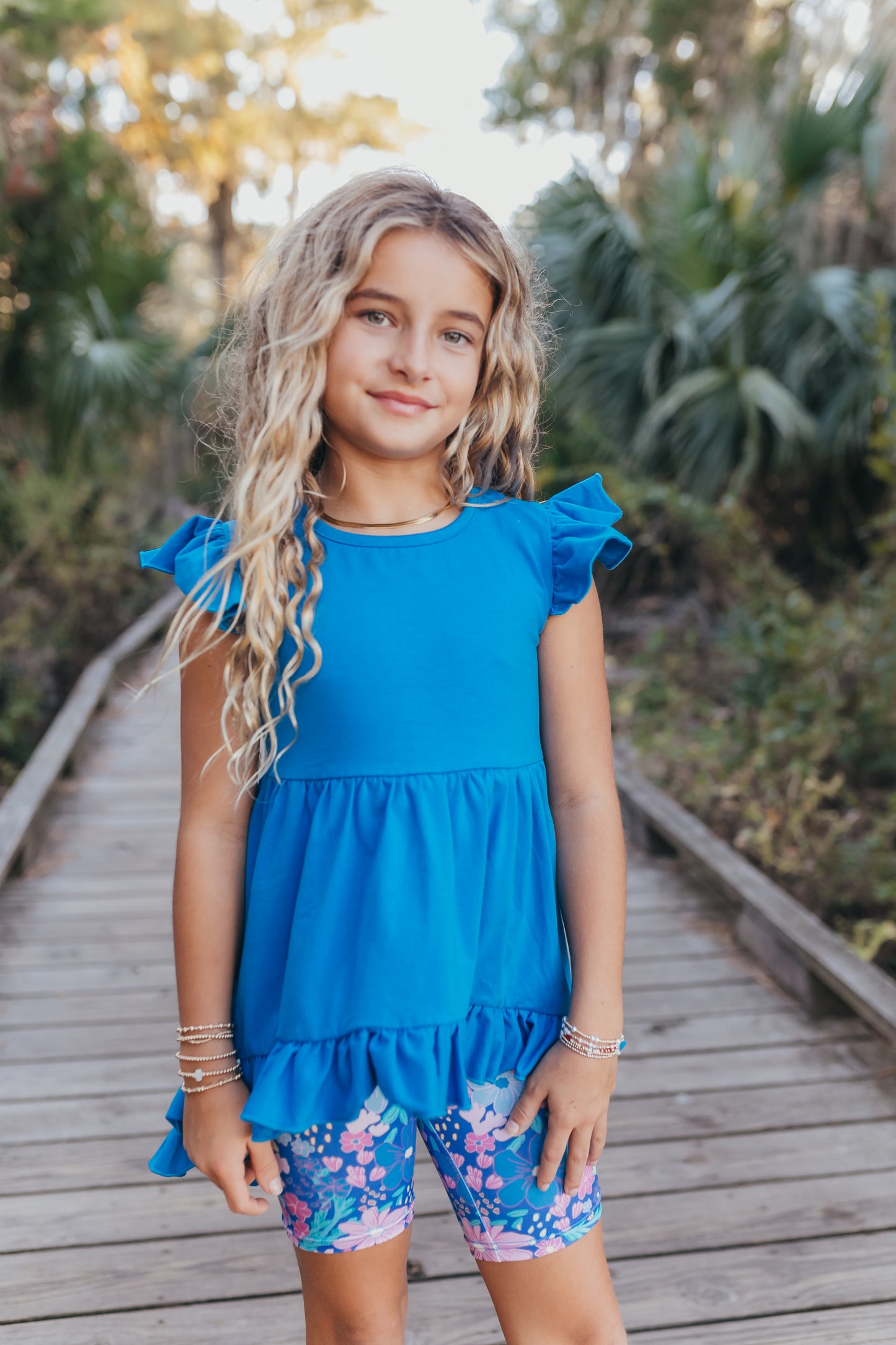 Bright Blue Floral Hi-Lo Short Set