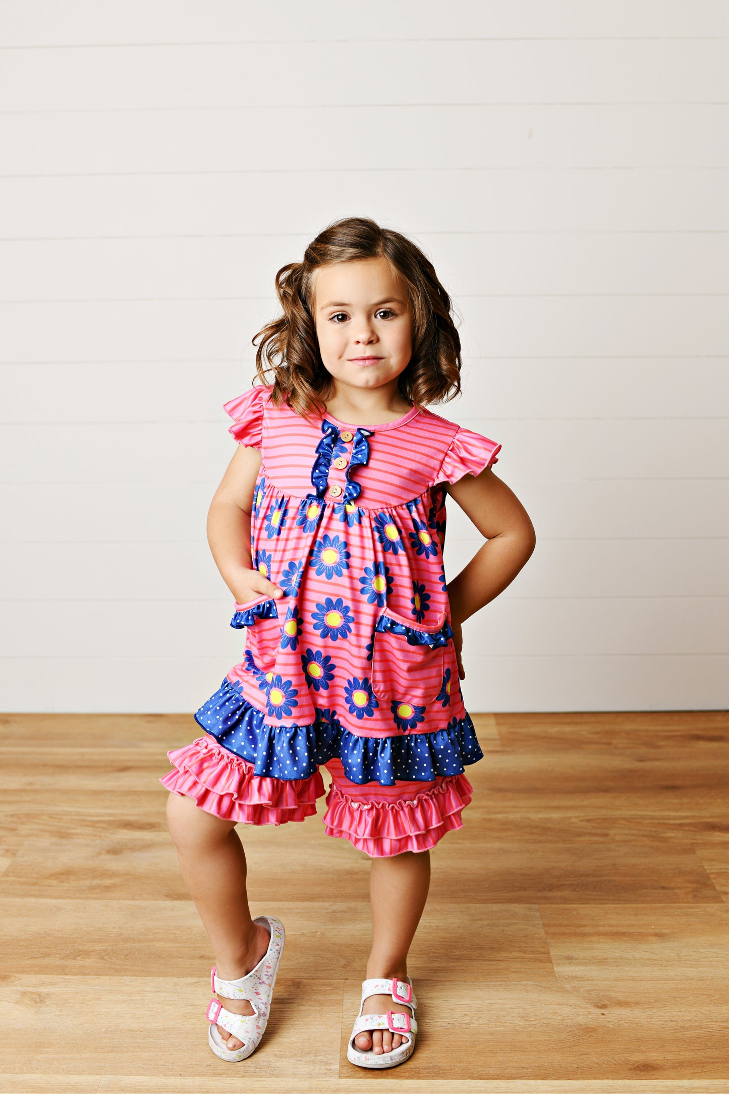 Hot Pink Daisy Short Set