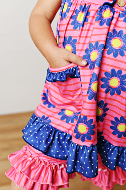 Hot Pink Daisy Short Set