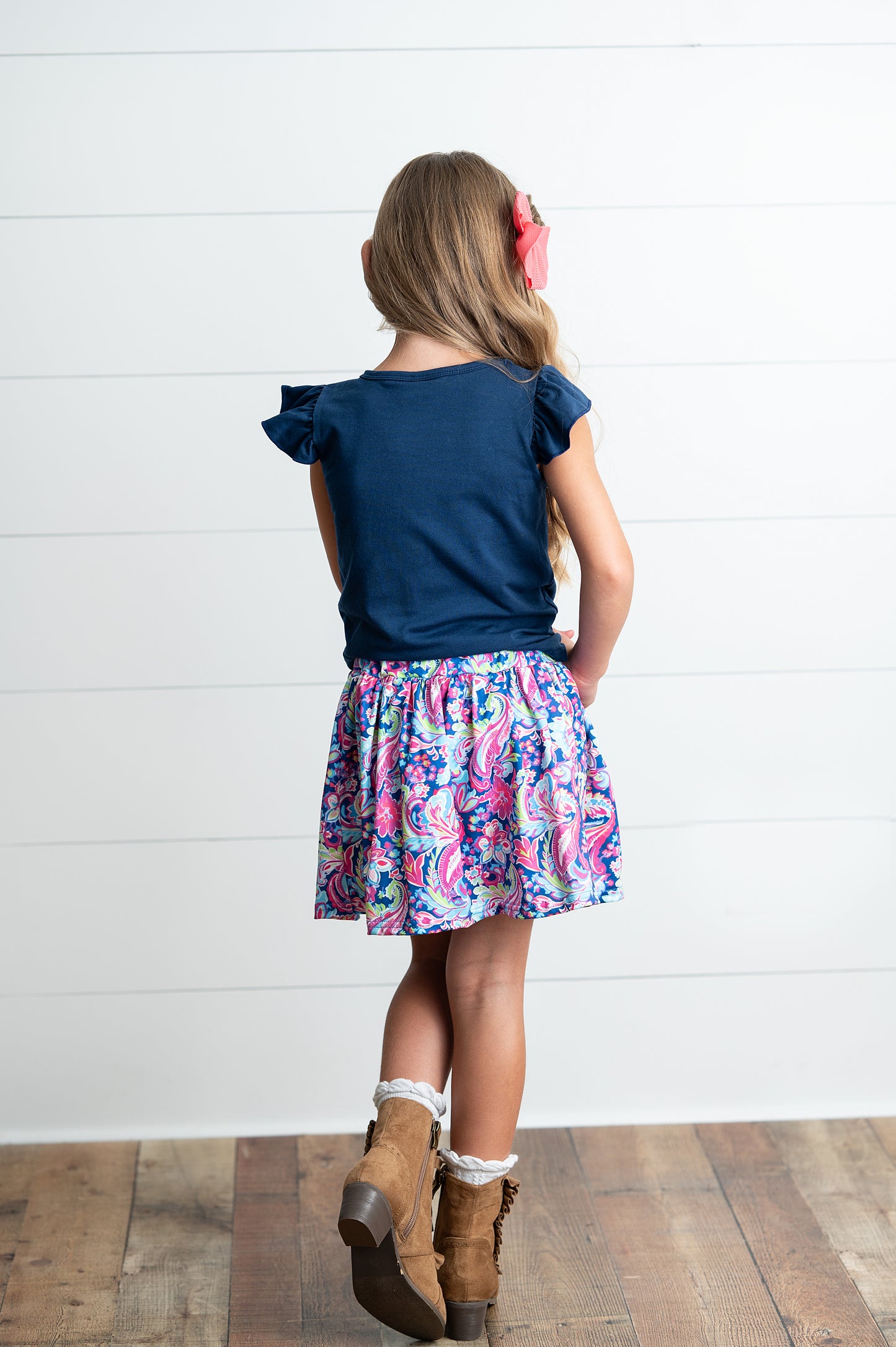 Navy Bow Skort Set