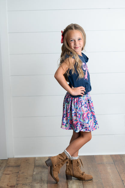 Navy Bow Skort Set