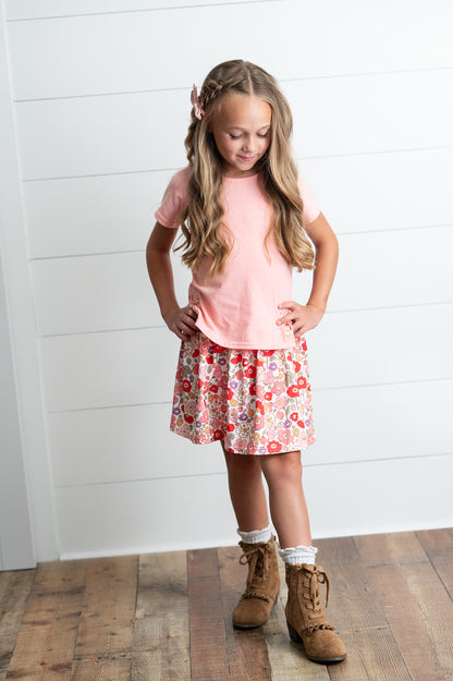 Peach Bow Skort Set