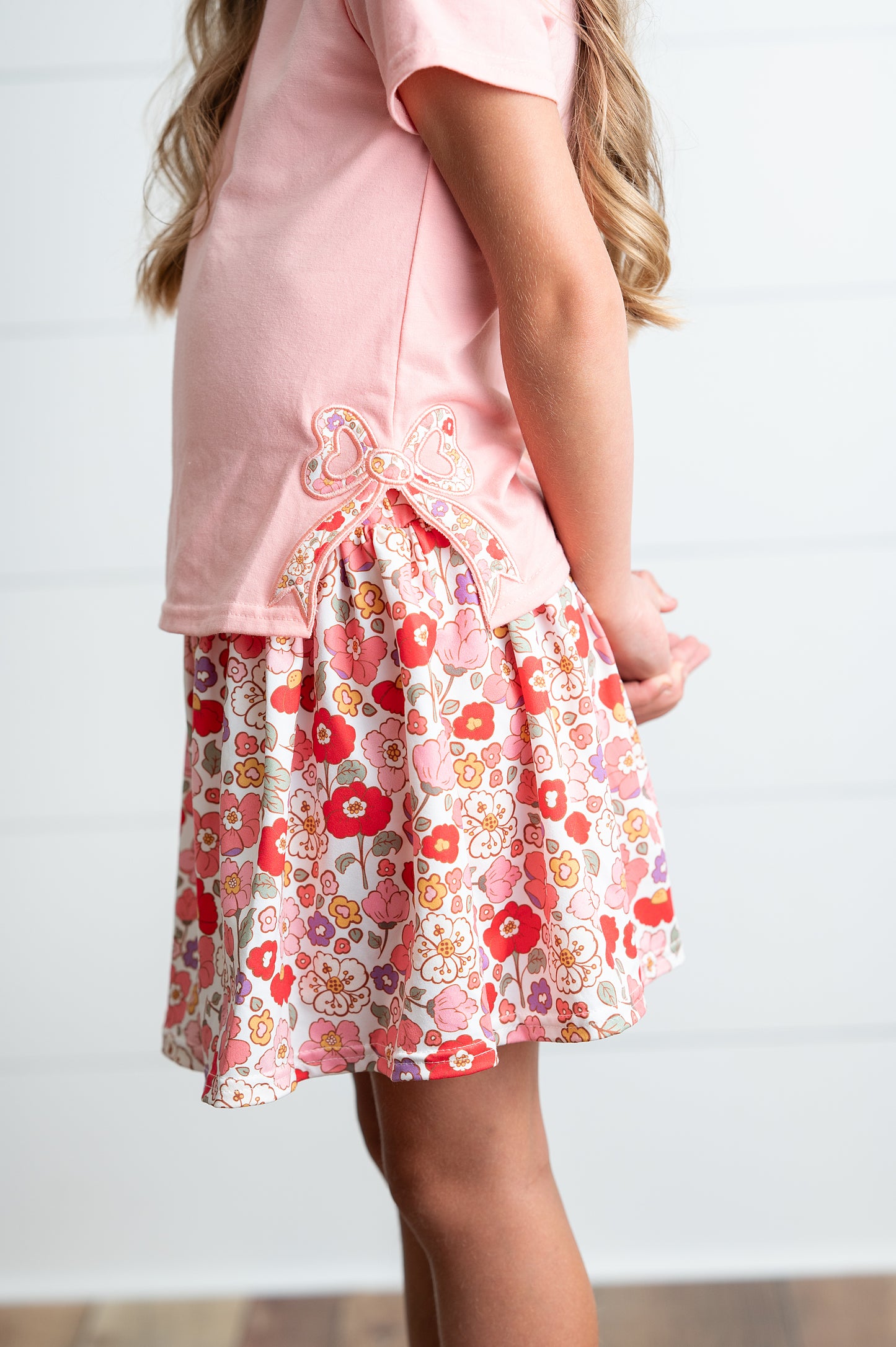 Peach Bow Skort Set