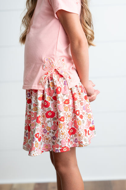 Peach Bow Skort Set