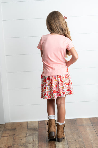 Peach Bow Skort Set