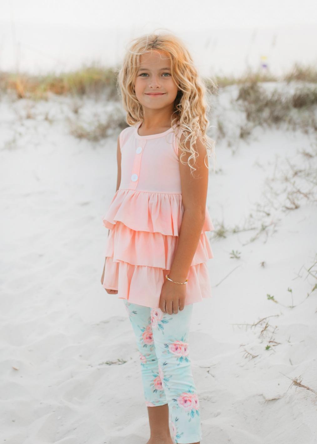 Peach Tiered Capri Set