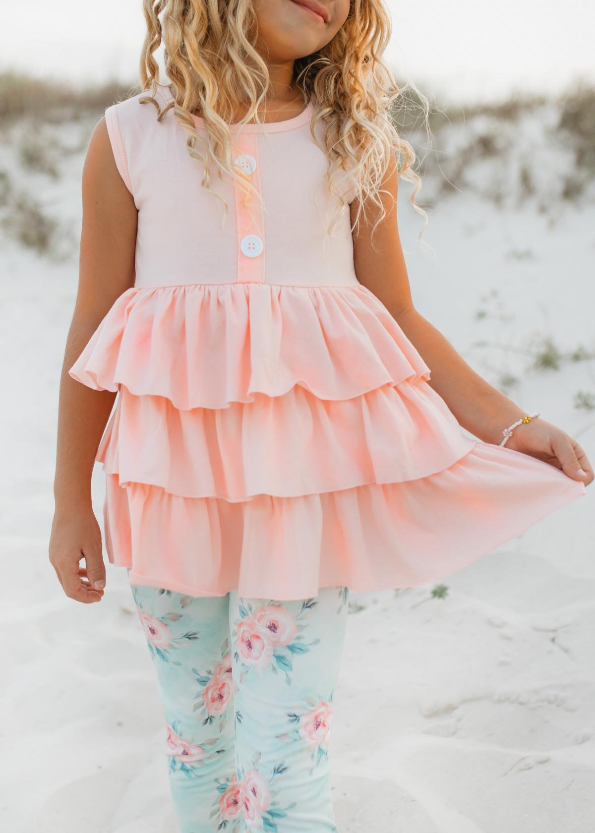 Peach Tiered Capri Set