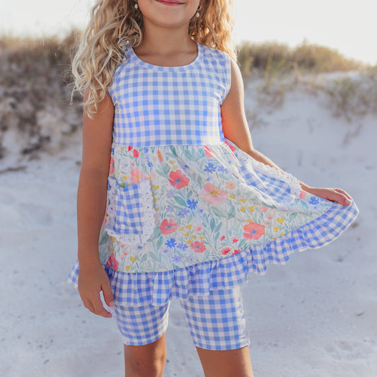 Periwinkle Check Short Set