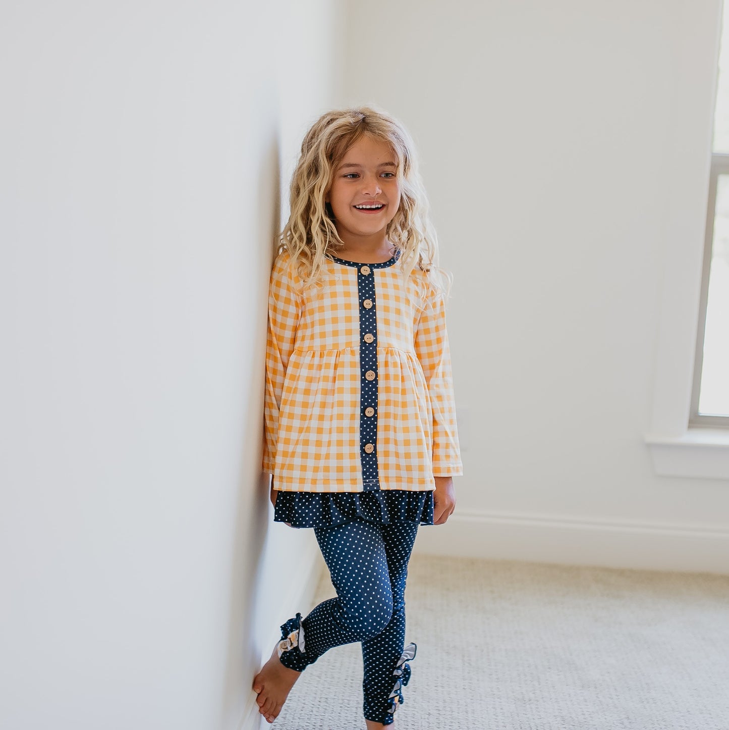 Mustard Gingham Check Set