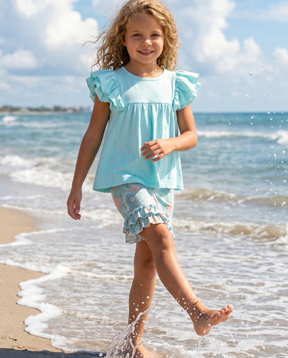 Sophia Lt. Teal Floral Short Set