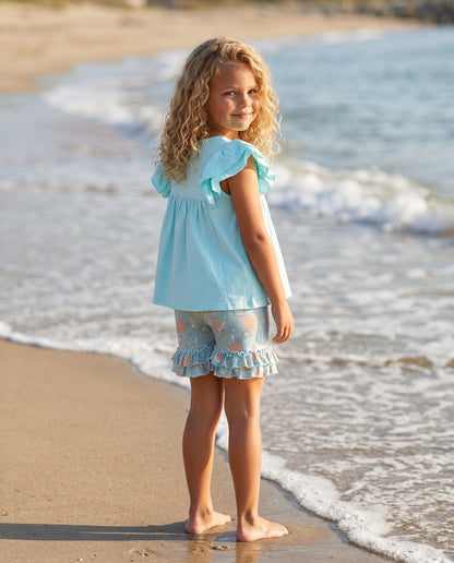 Sophia Lt. Teal Floral Short Set