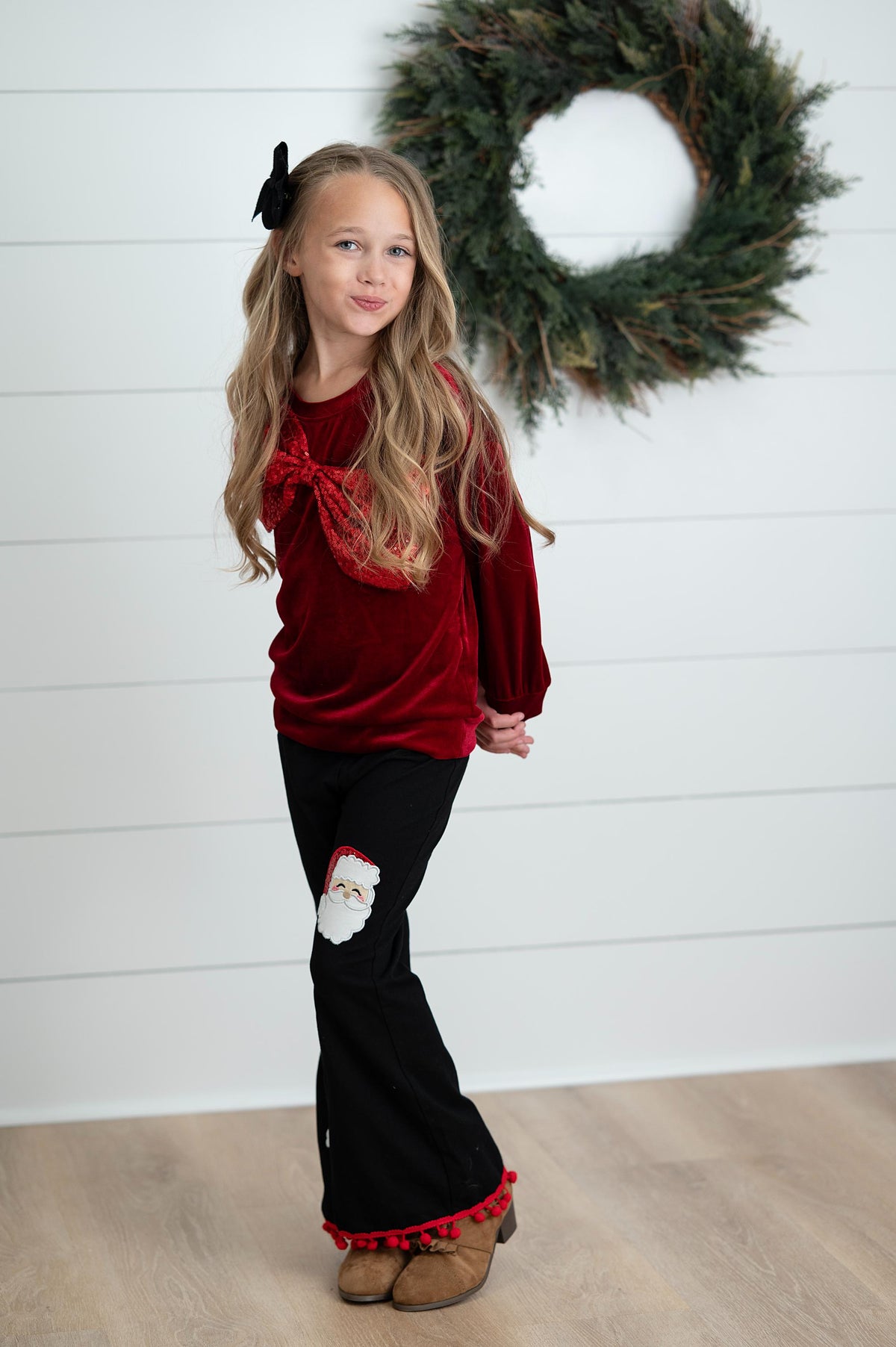 Sparkling Bow Santa Pant Set