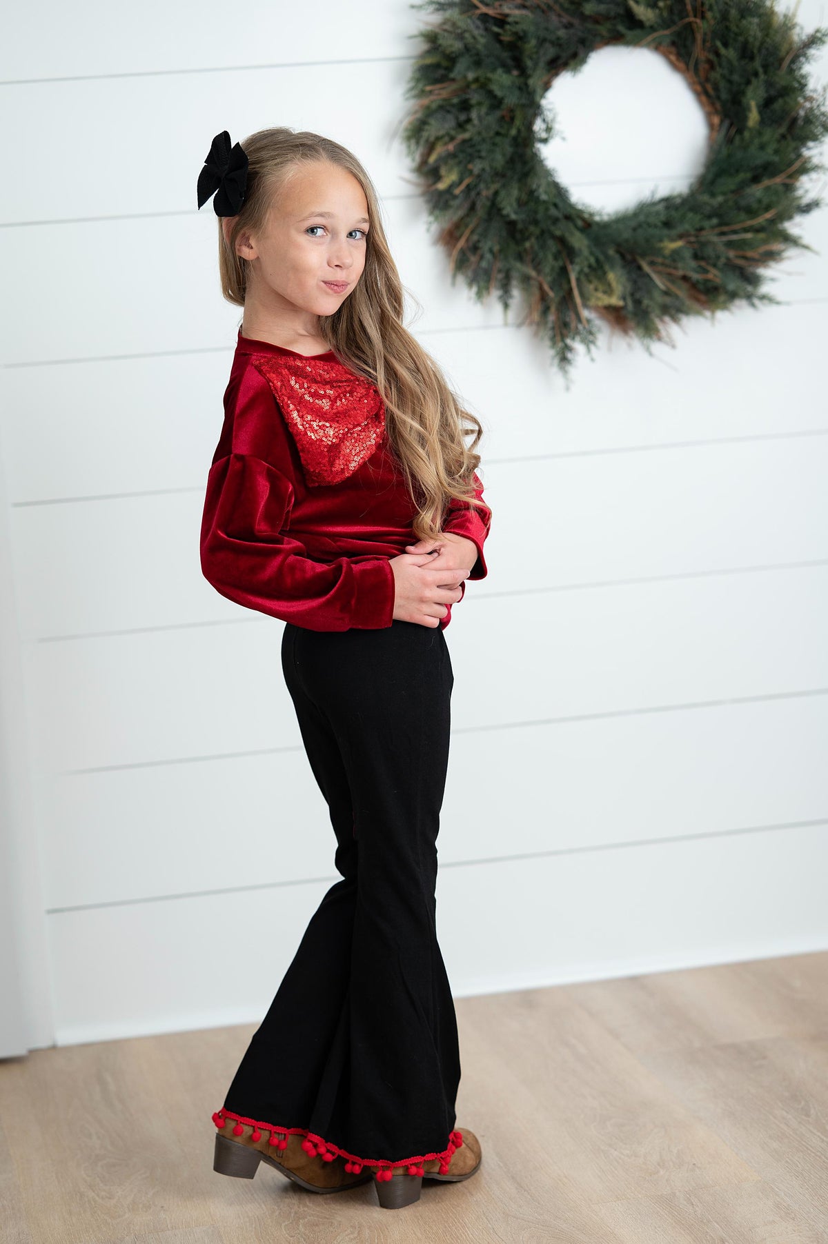 Sparkling Bow Santa Pant Set