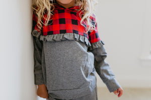 Red Check Hooded Set