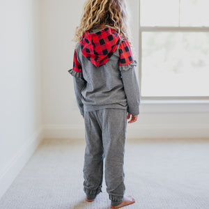 Red Check Hooded Set