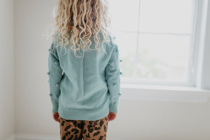 Teal Pom Sweater