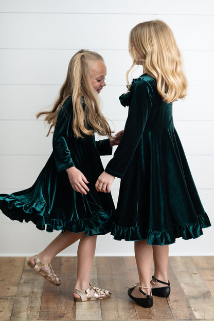 Emerald Green Velvet Dress