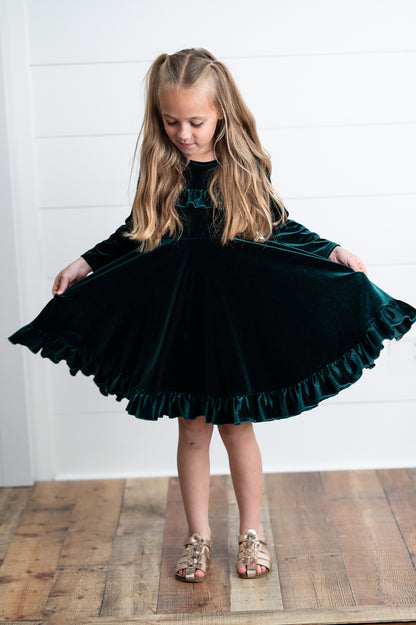 Emerald Green Velvet Dress
