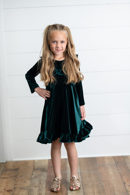 Emerald Green Velvet Dress
