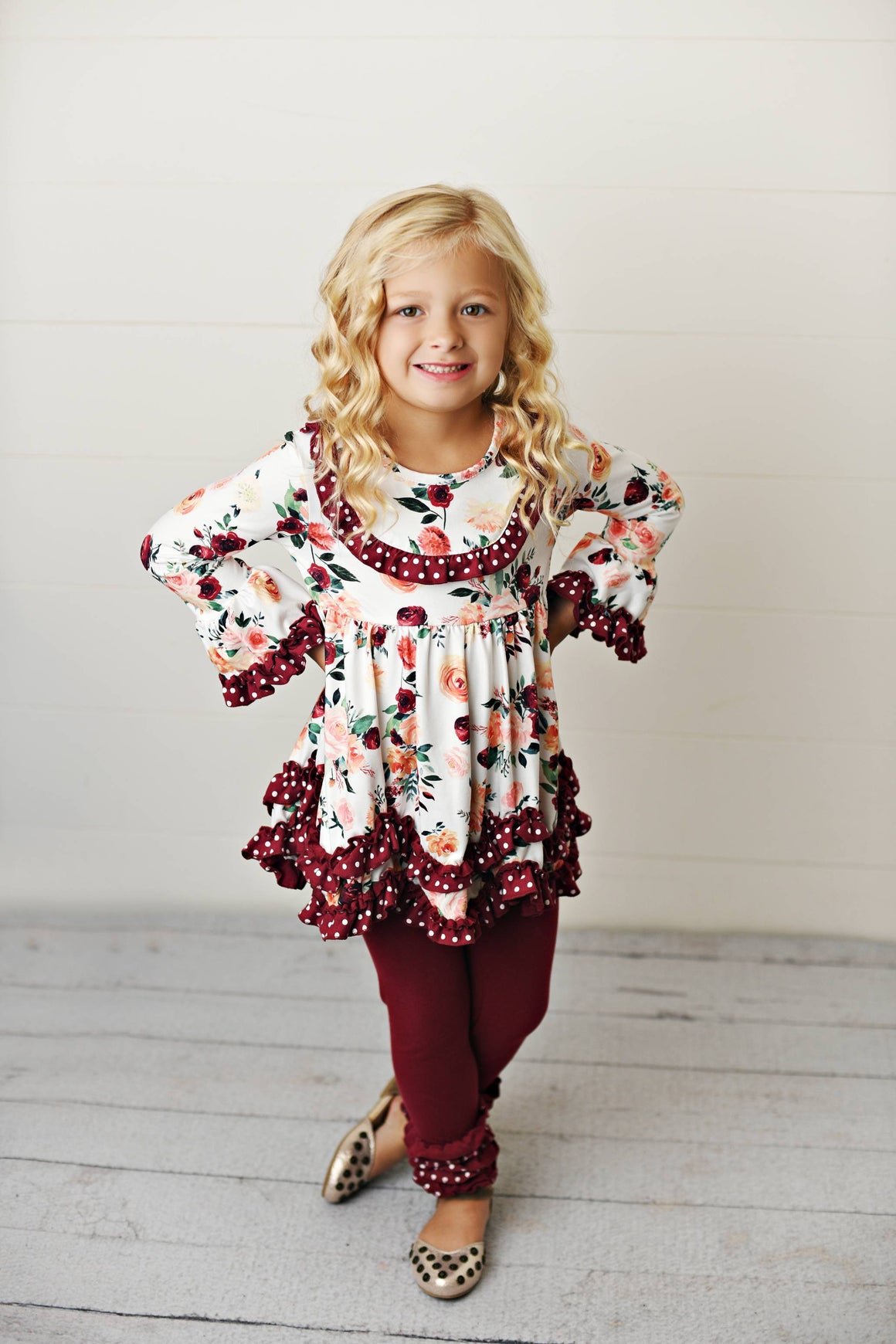 Wine Pant Ruffle Set