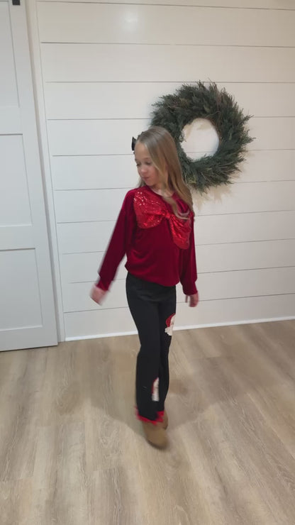 Sparkling Bow Santa Pant Set