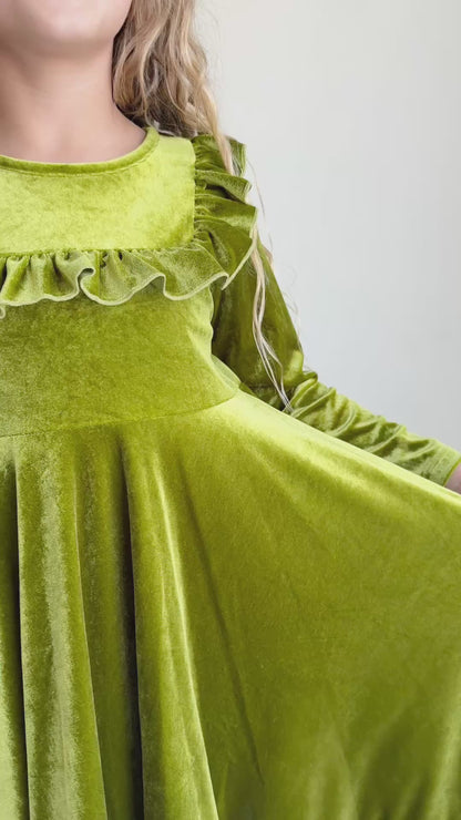 Brooke Green Fir Velvet Twirl Dress