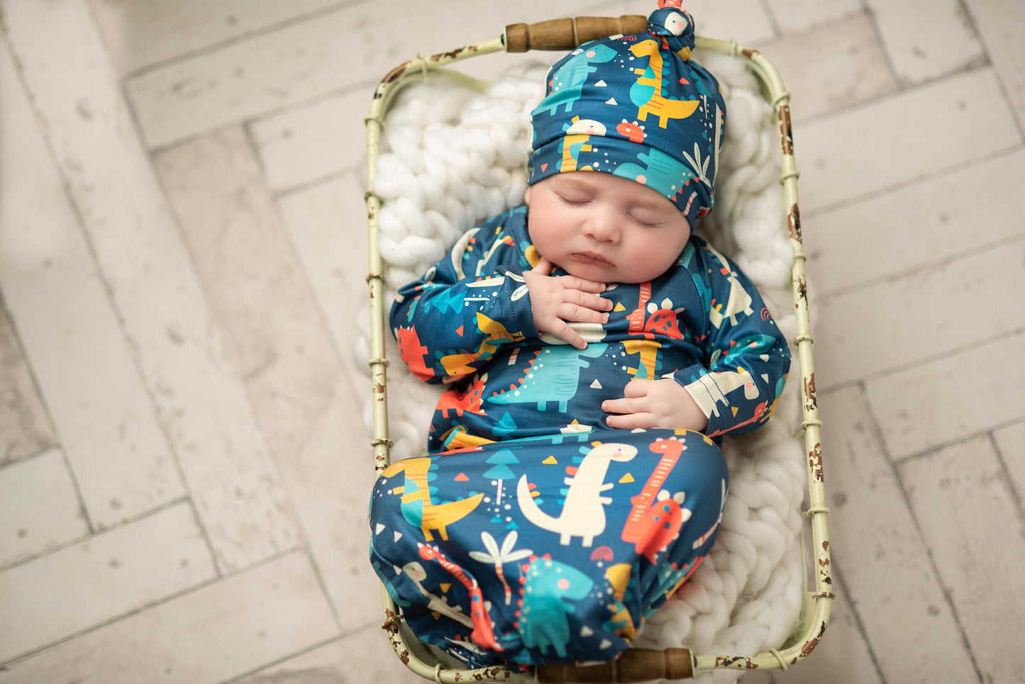 Dino Baby Gown and Hat