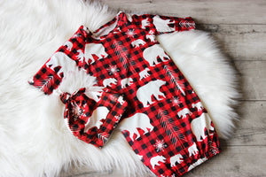 Red Plaid Baby Gown