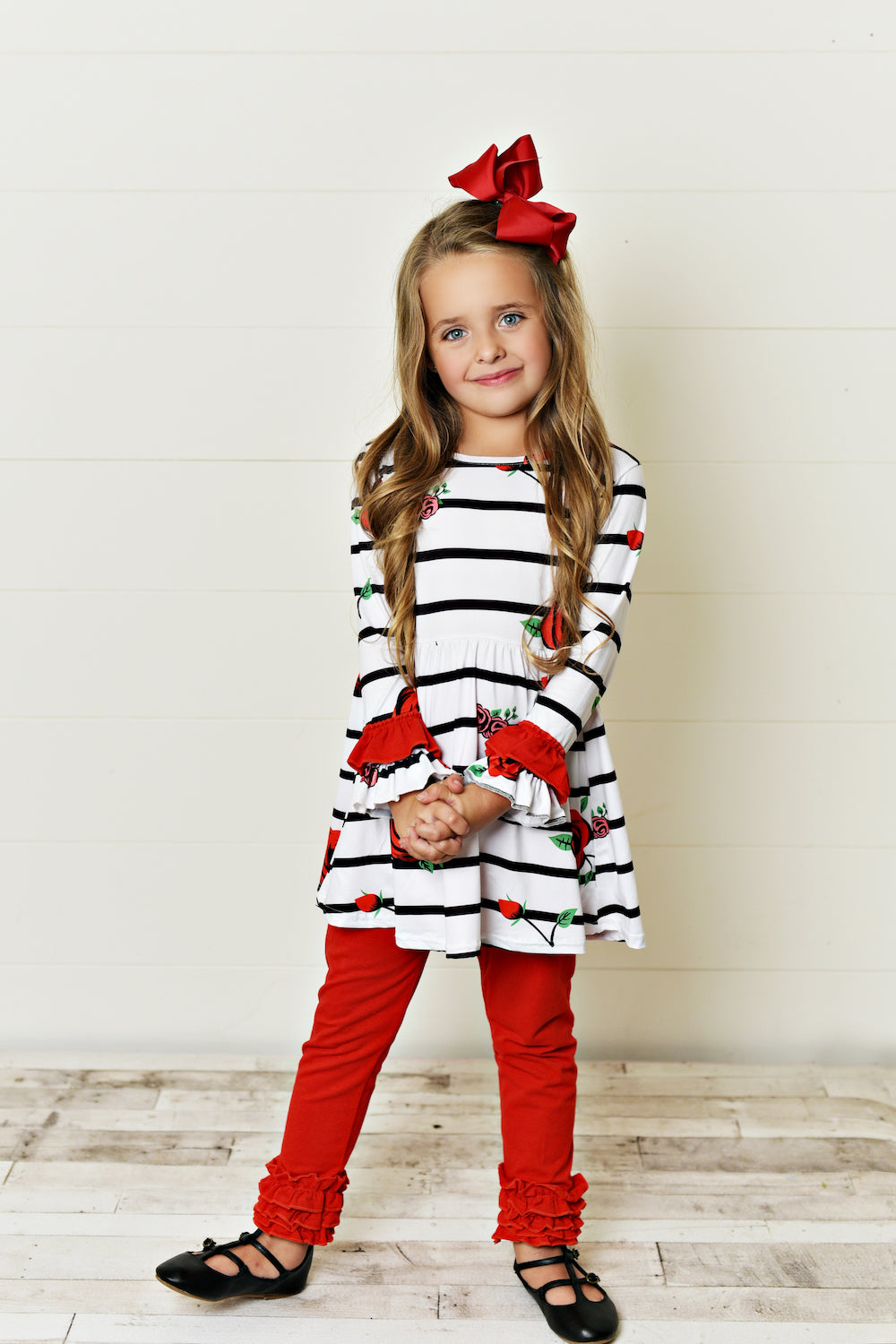 Red/Black Stripe Tunic Set