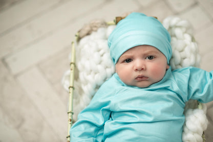 Teal Baby Gown and Hat