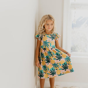 Tropical Lemon Flutter Dress