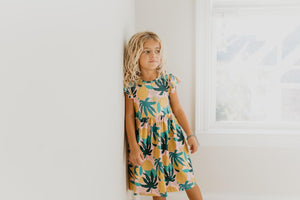 Tropical Lemon Flutter Dress